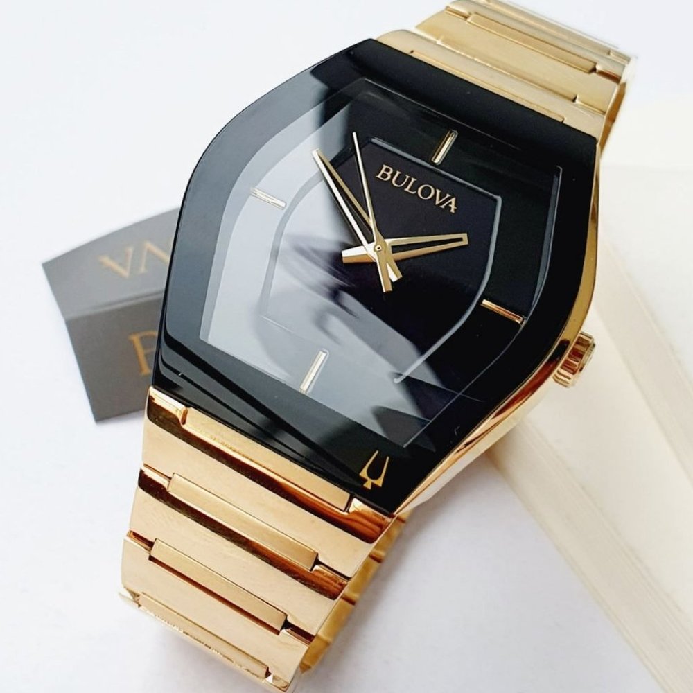 Bulova Gold and Black Shield Watch
